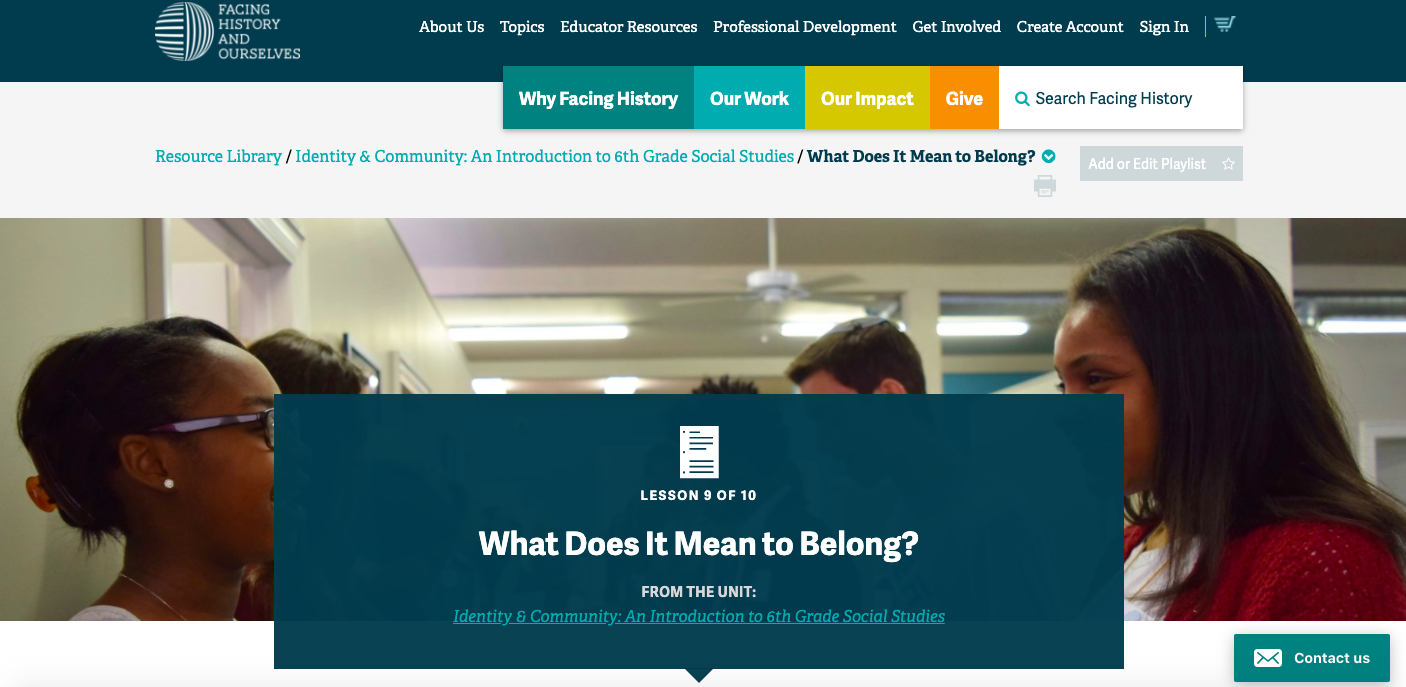 What Does It Mean to Belong? Lesson Plan