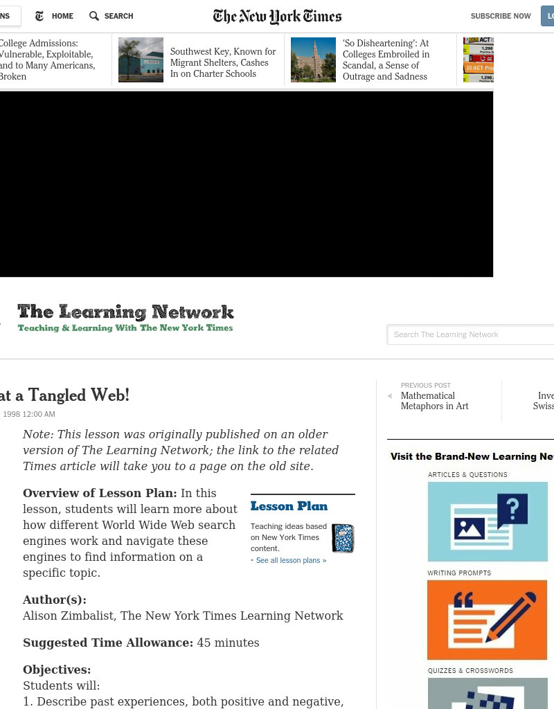 Oh, What a Tangled Web! Lesson Plan
