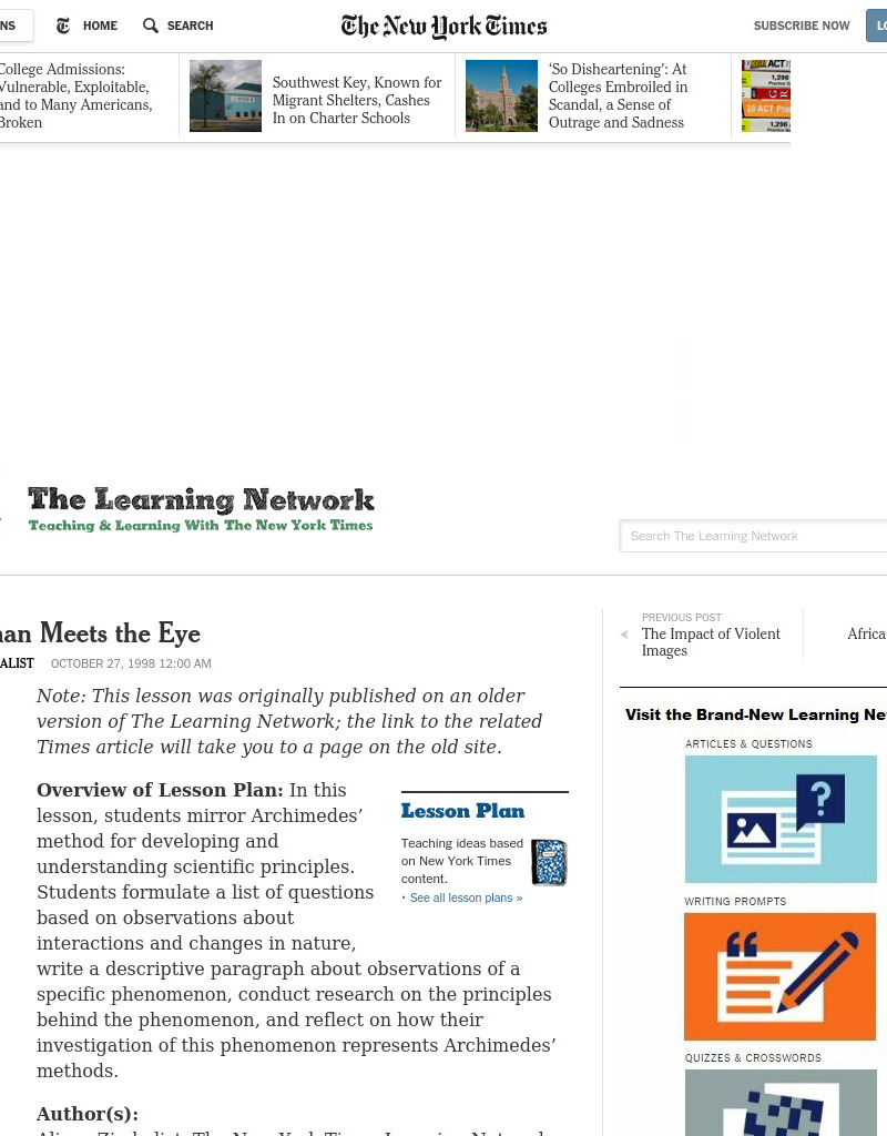 More Than Meets the Eye Lesson Plan