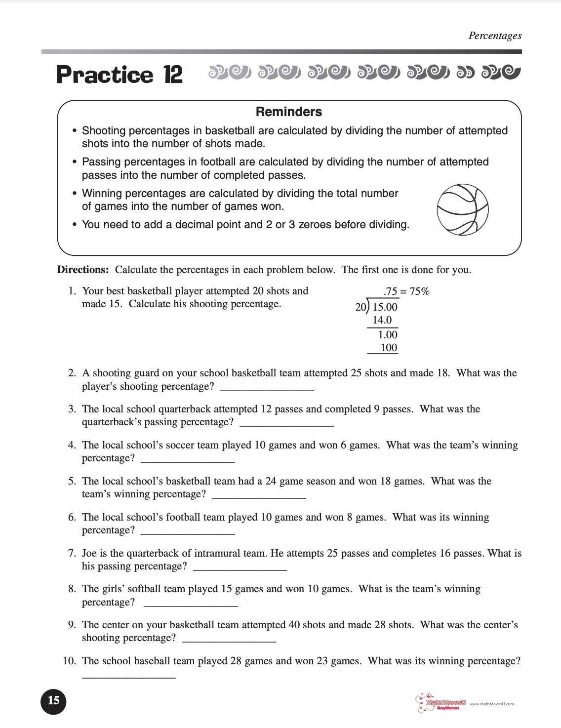 Percentages Worksheet