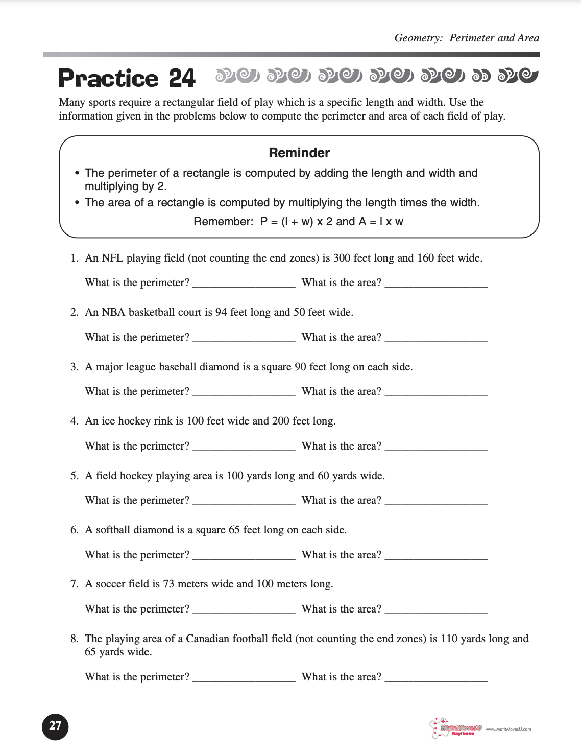 Geometry: Perimeter and Area Worksheet