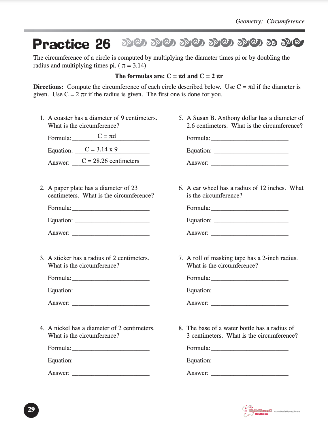 Geometry: Circles Worksheet