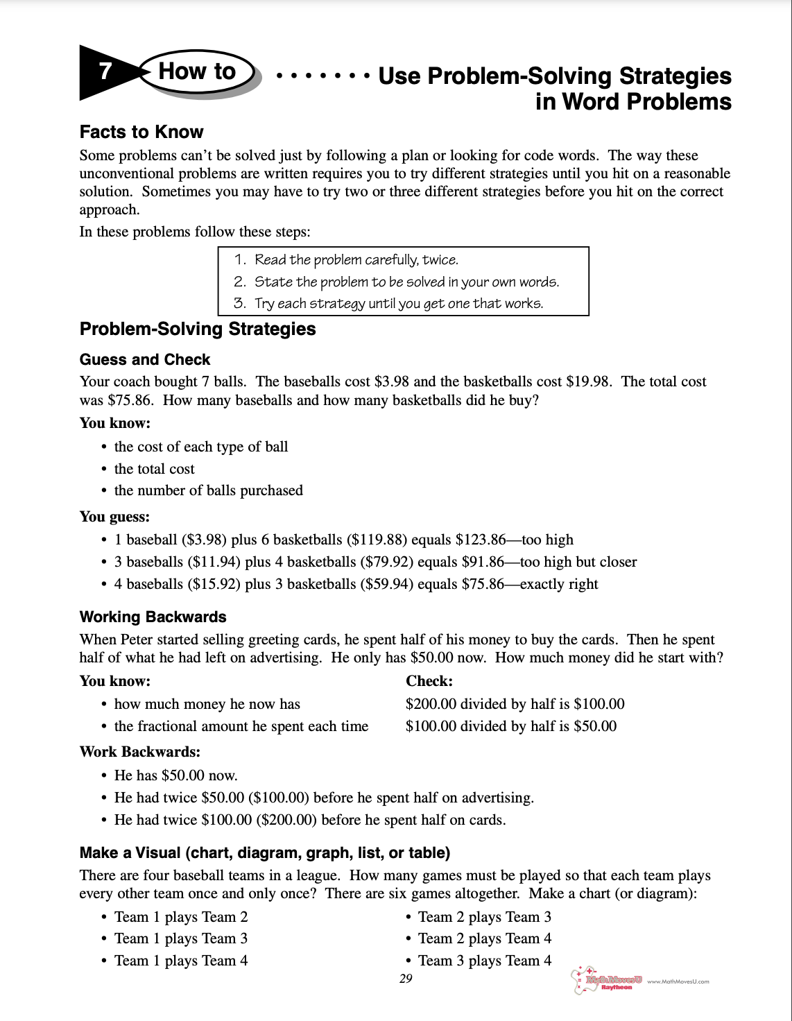 Strategies for Solving Math Word Problems Worksheet