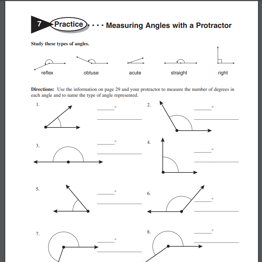 Practice: Measuring Angles and Using a Protractor and More! Worksheet