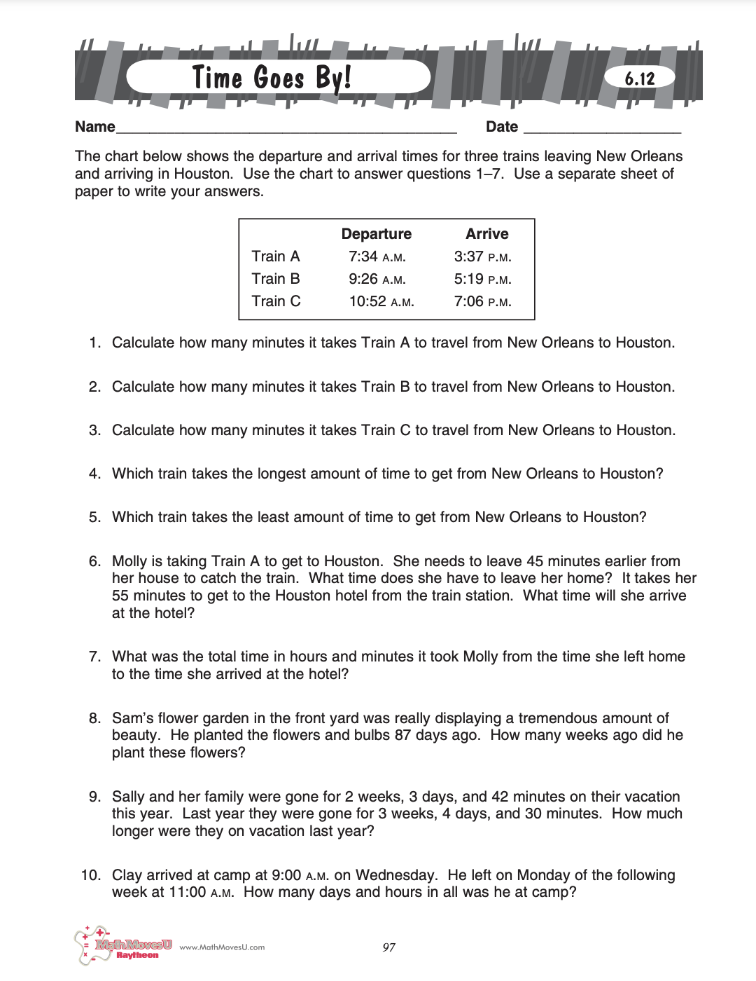 Time Goes By! Worksheet
