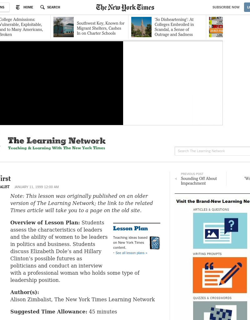 Ladies First Lesson Plan