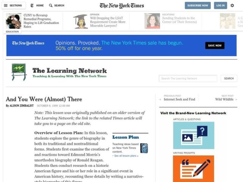 And You Were (Almost) There Lesson Plan