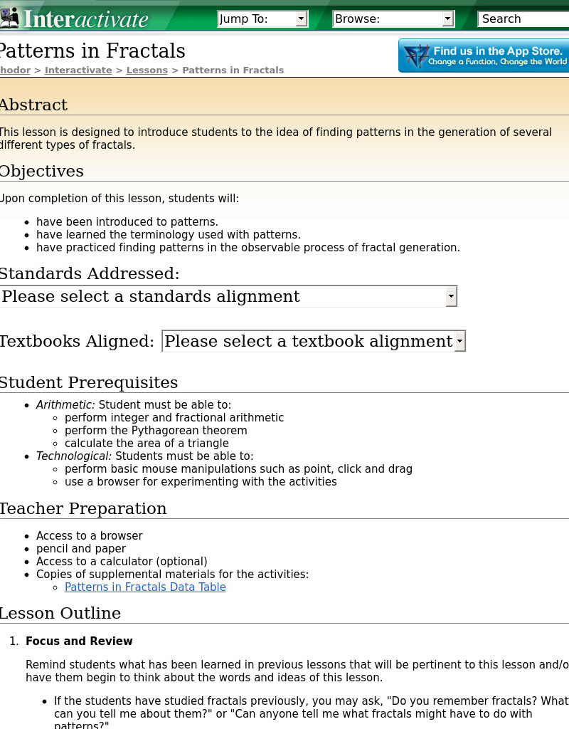 Patterns In Fractals Lesson Plan