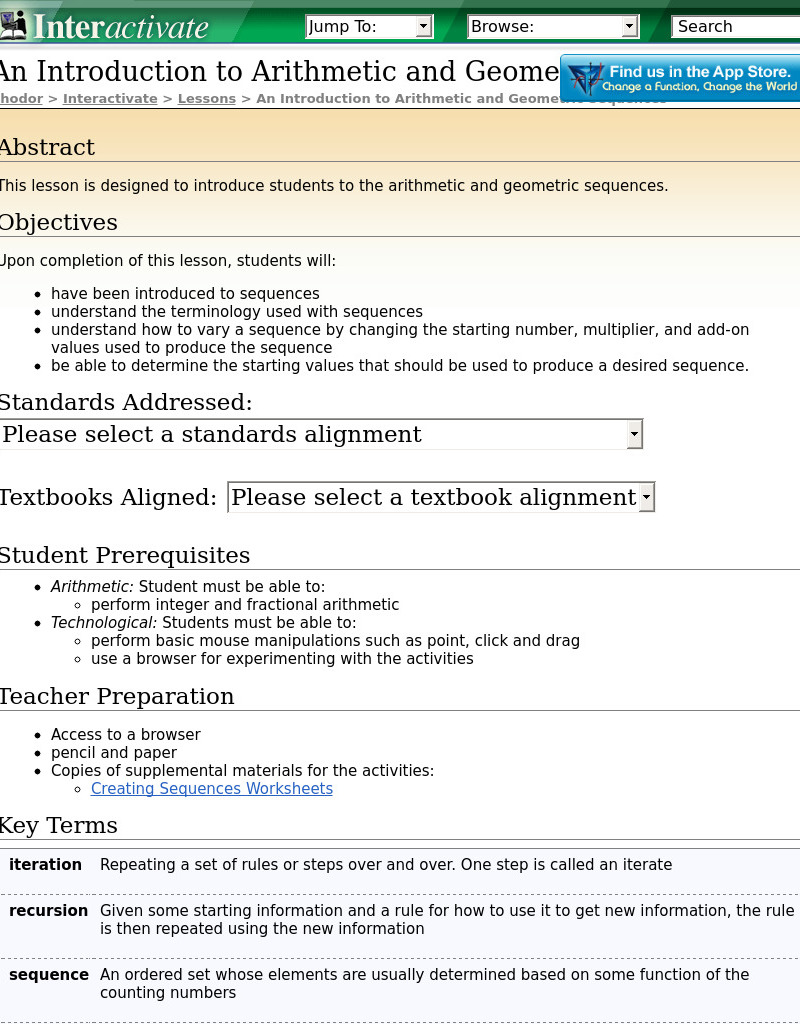 An Introduction to Sequences Lesson Plan