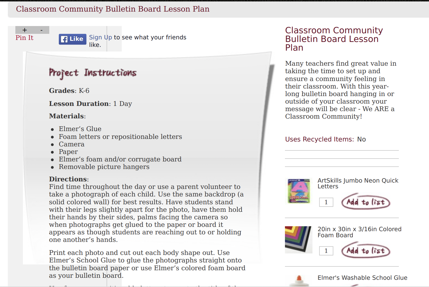 Classroom Community Bulletin Board Lesson Plan Lesson Plan