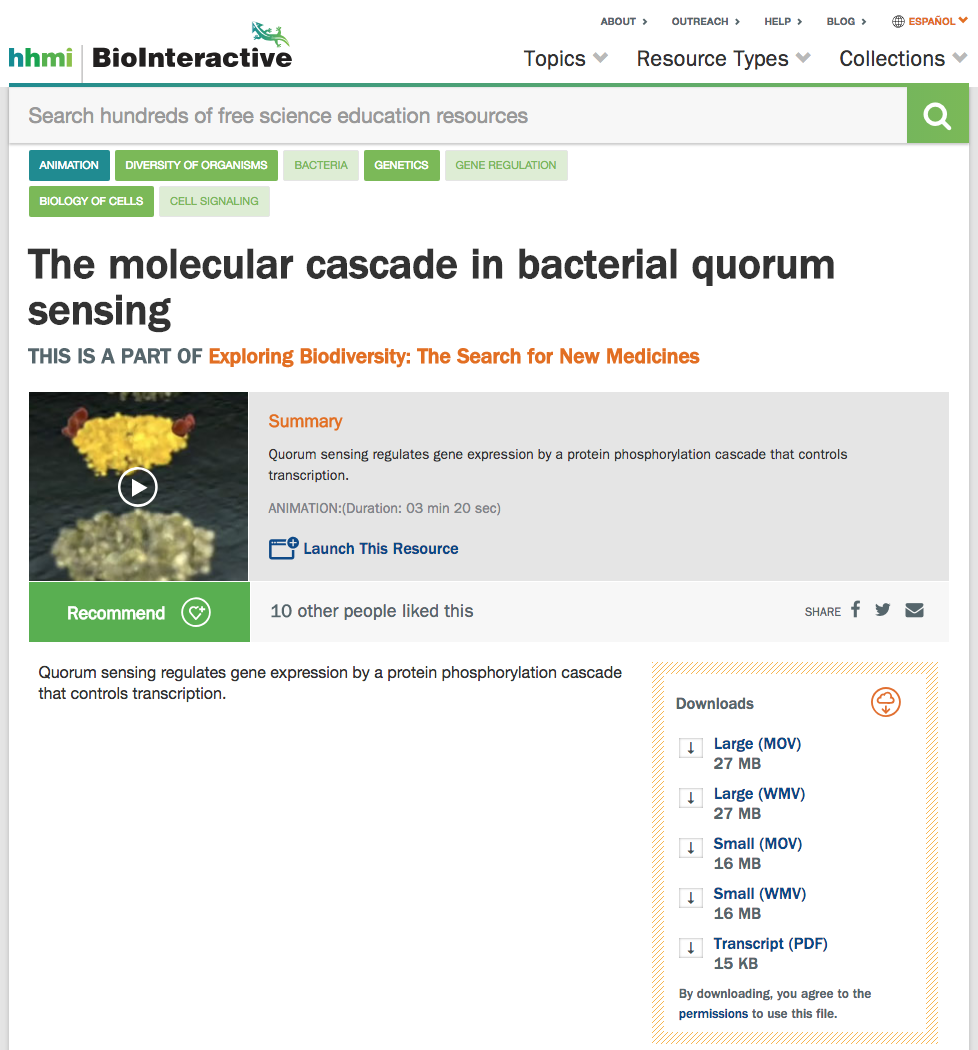 The Molecular Cascade in Bacterial Quorum Sensing Instructional Video