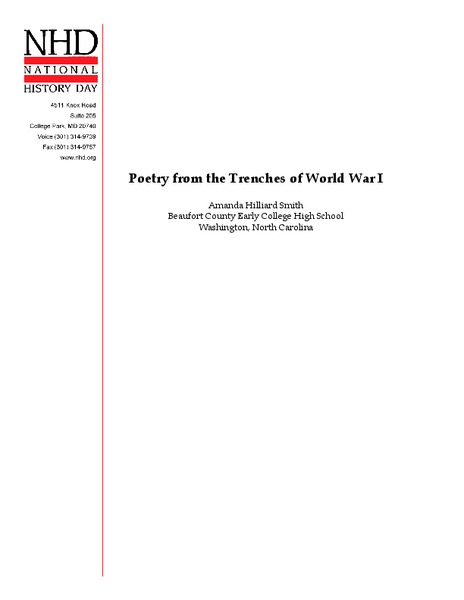 Poetry from the Trenches of World War I Lesson Plan