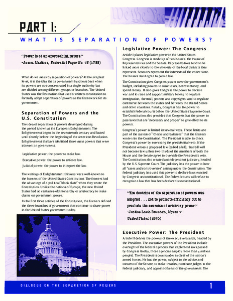 What Is Separation of Powers? Lesson Plan