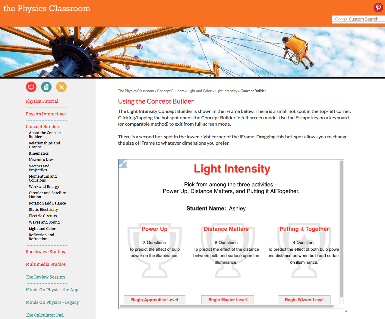 Light Intensity Interactive