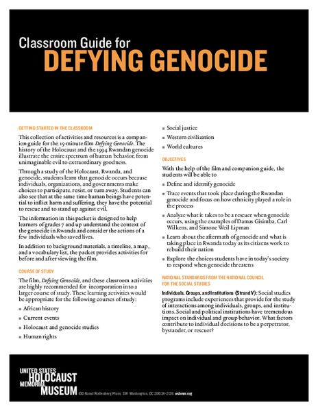 Defying Genocide Lesson Plan