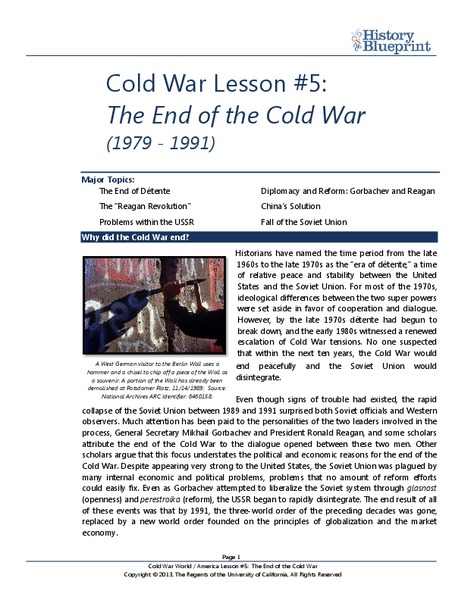 The End of the Cold War (1979-1991) Lesson Plan