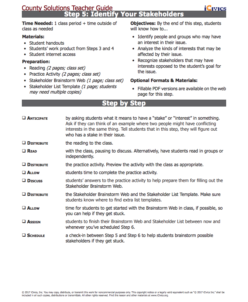 Step 5: Identify Your Stakeholders Lesson Plan