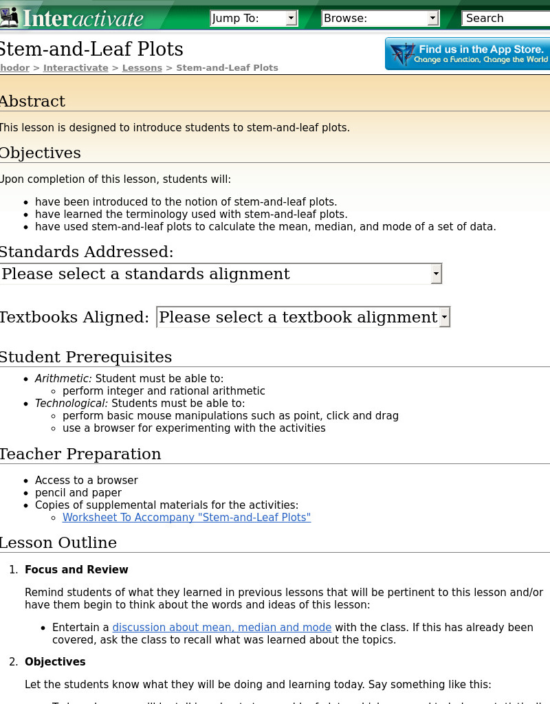 Stem-and-Leaf Plots Lesson Plan