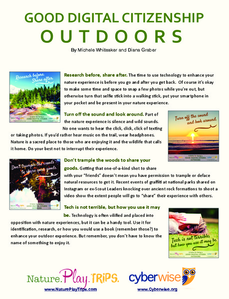 Good Digital Citizenship Outdoors Handout