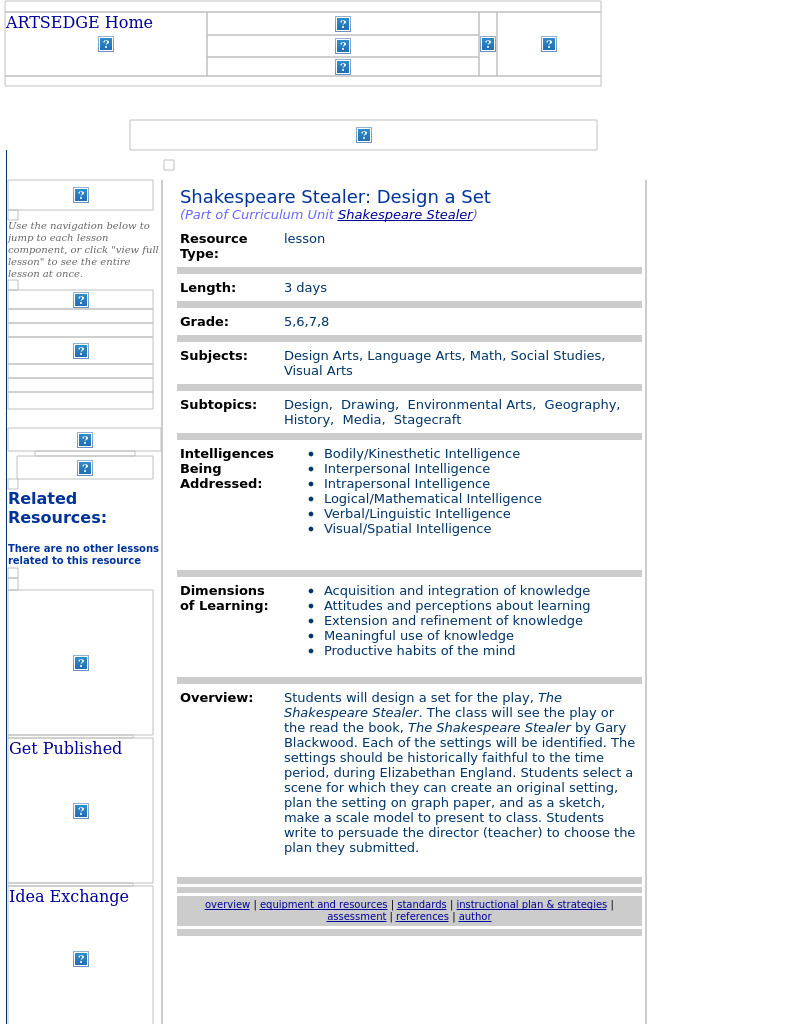 Shakespeare Stealer: Design a Set Lesson Plan