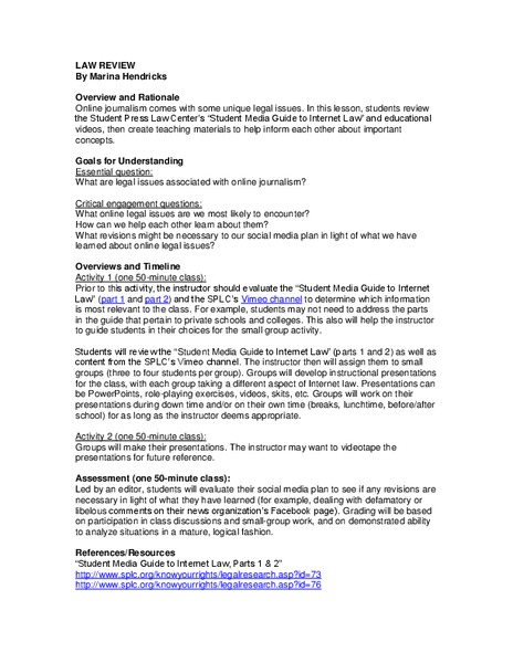 Law Review Lesson Plan