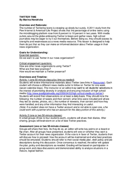 Twitter Time Lesson Plan
