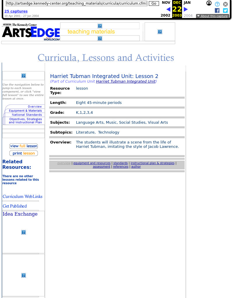 Harriet Tubman Lesson Plan