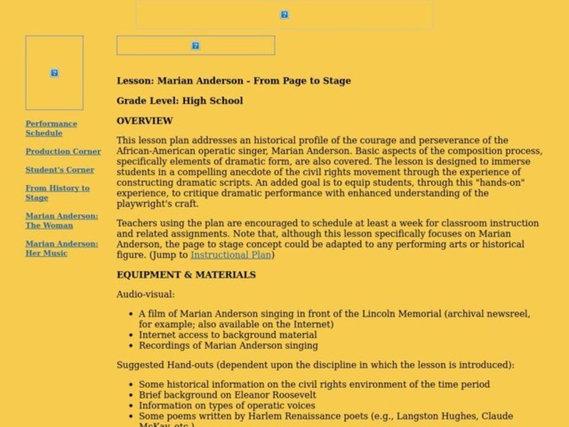 Marian Anderson: From Page to Stage Lesson Plan