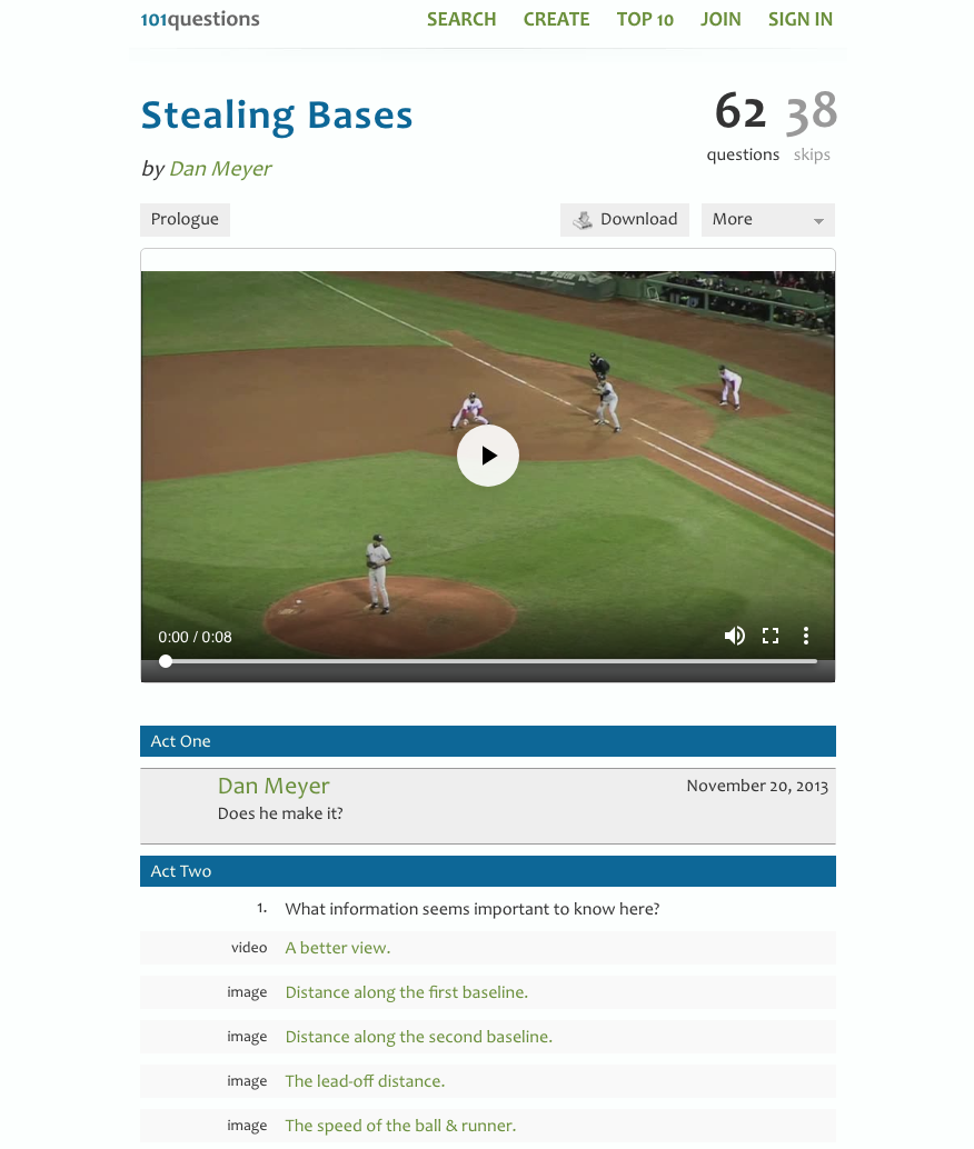 Stealing Bases Activity