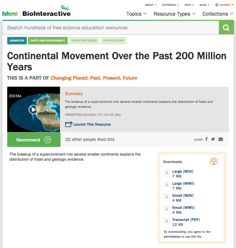 Continental Movement Over the Past 200 Million Years Instructional Video