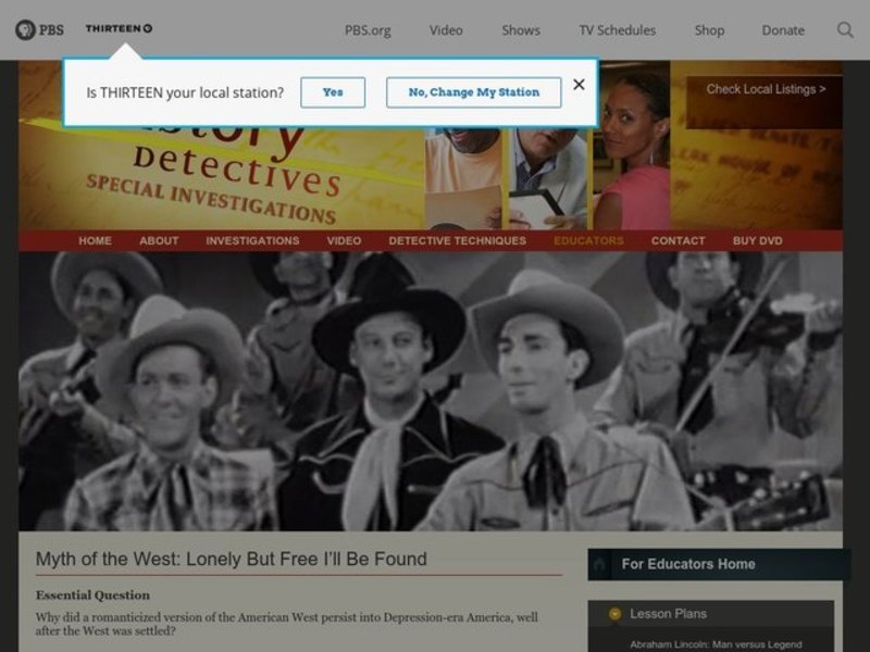 Myth of the West: Lonely But Free I’ll Be Found Lesson Plan