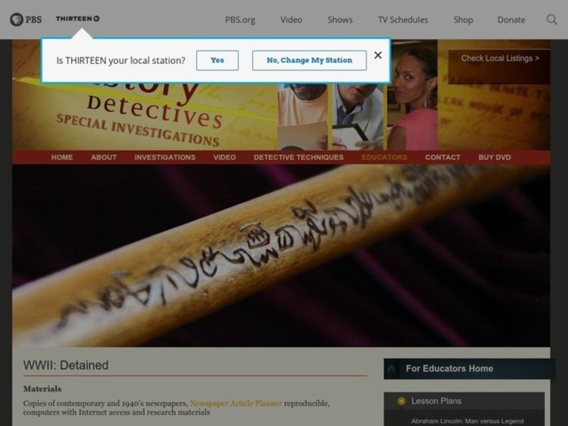 WWII: Detained Lesson Plan