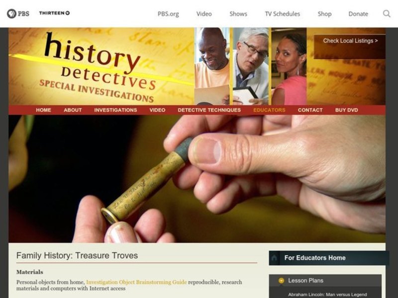 Family History: Treasure Troves Lesson Plan