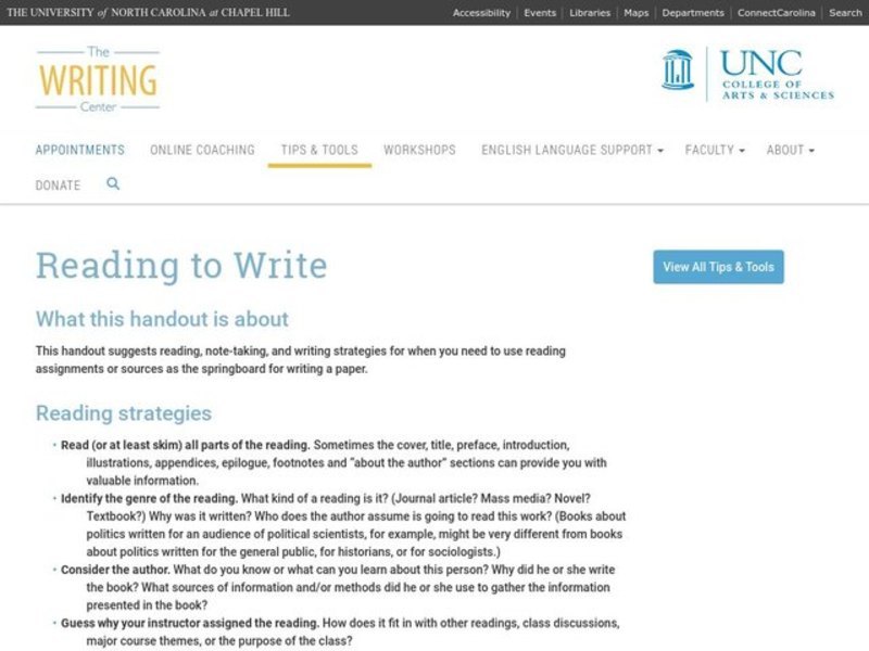 Reading to Write Website