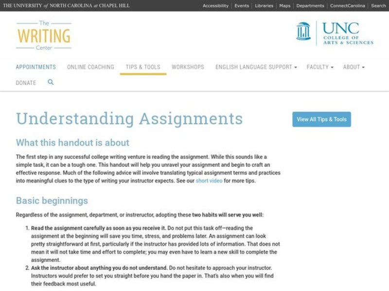 Understanding Assignments Website