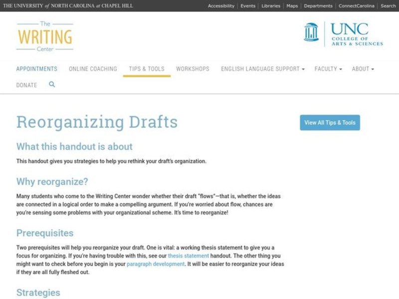Reorganizing Drafts Website