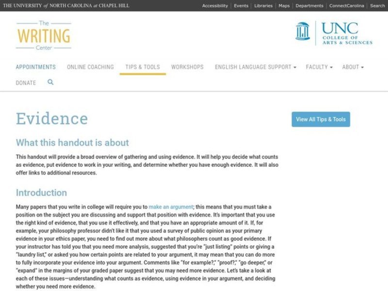 Evidence Website