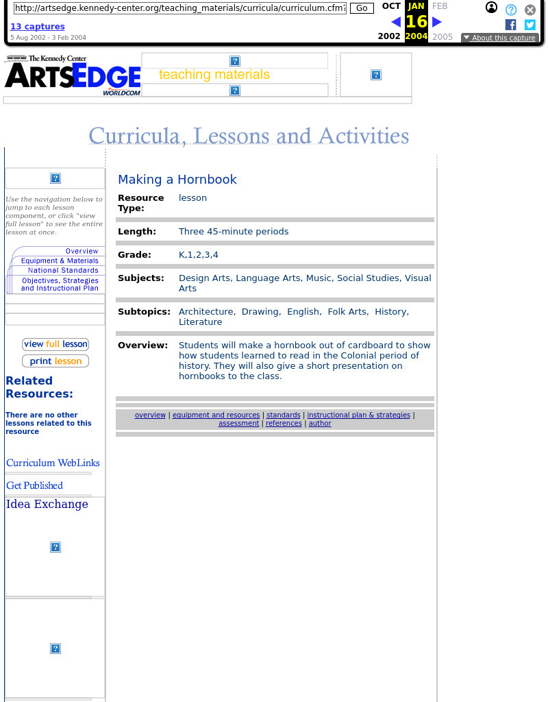 Making a Hornbook Lesson Plan