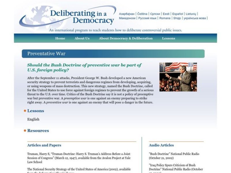 Preventive War Lesson Plan