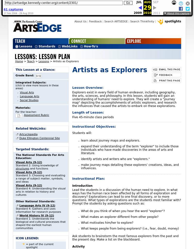 Probing the Unknown: Artists as Explorers Lesson Plan