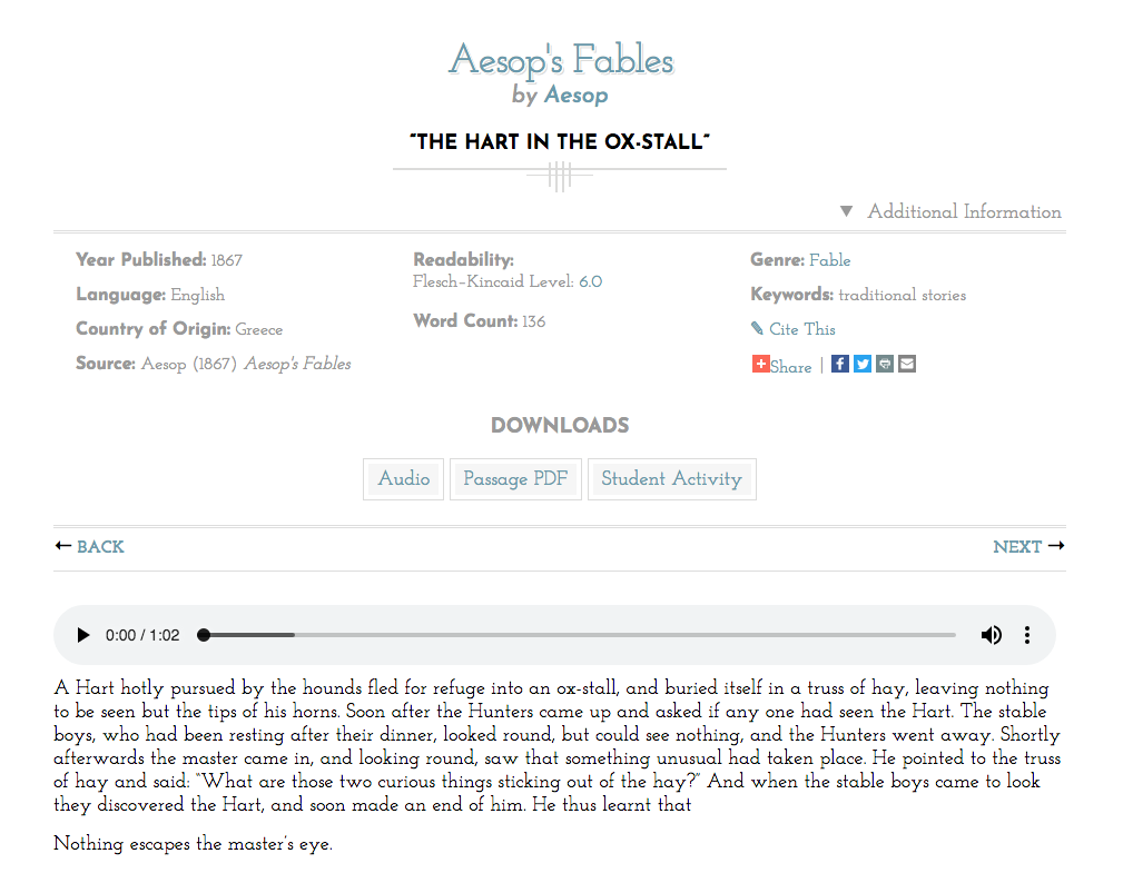 The Hart in the Ox-Stall Audio