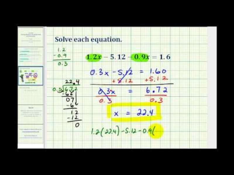 Solving Multiple Step Equations Involving Decimals Instructional Video