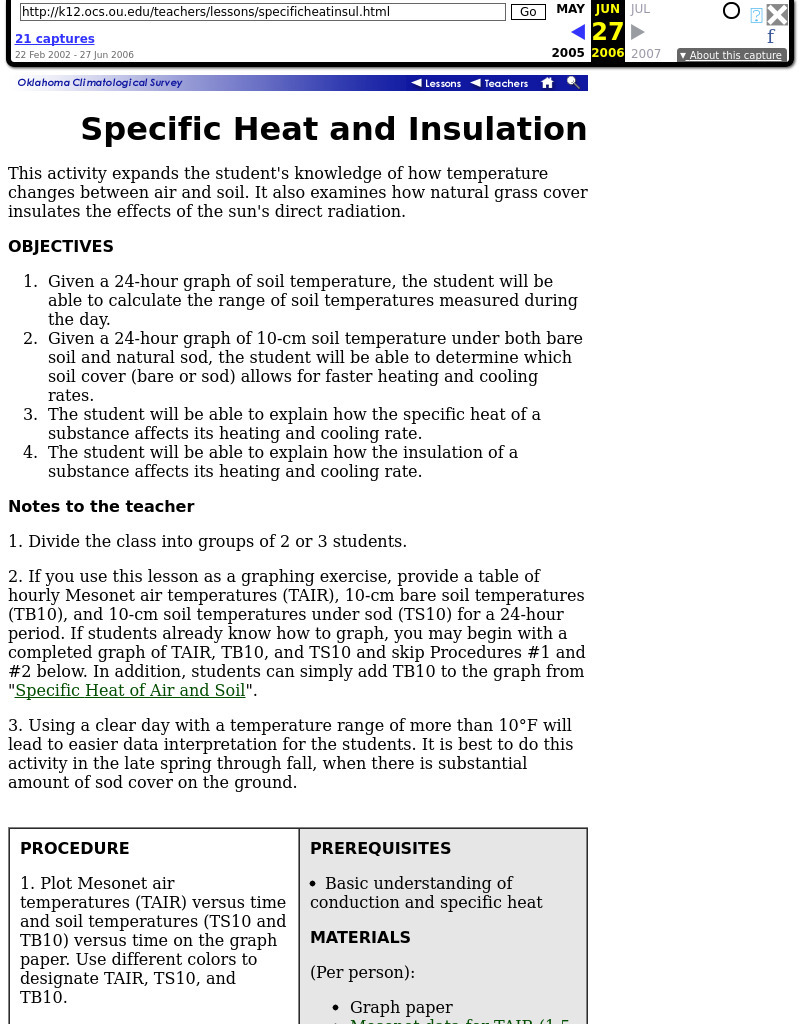 Specific Heat and Insulation - Temperature Changes Lesson Plan