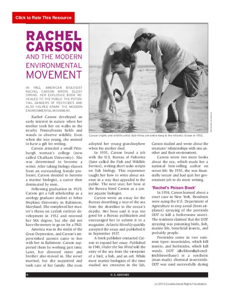 Rachel Carson and the Modern Environmental Movement Activity
