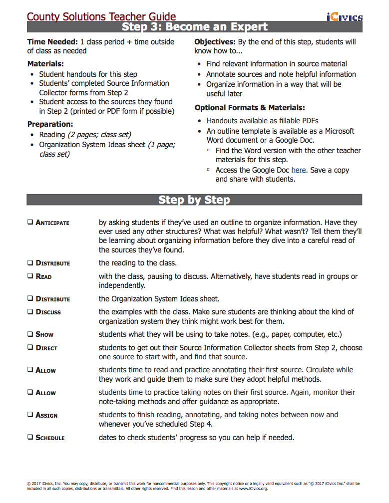 Step 3: Become an Expert Lesson Plan