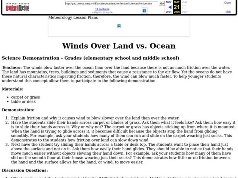 Winds Over Land vs. Ocean Lesson Plan