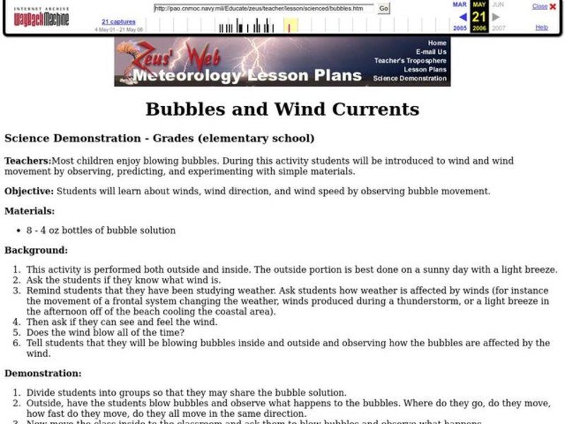 Bubbles and Wind Currents Lesson Plan