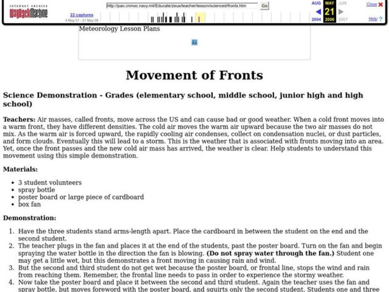 Movement of Fronts Lesson Plan
