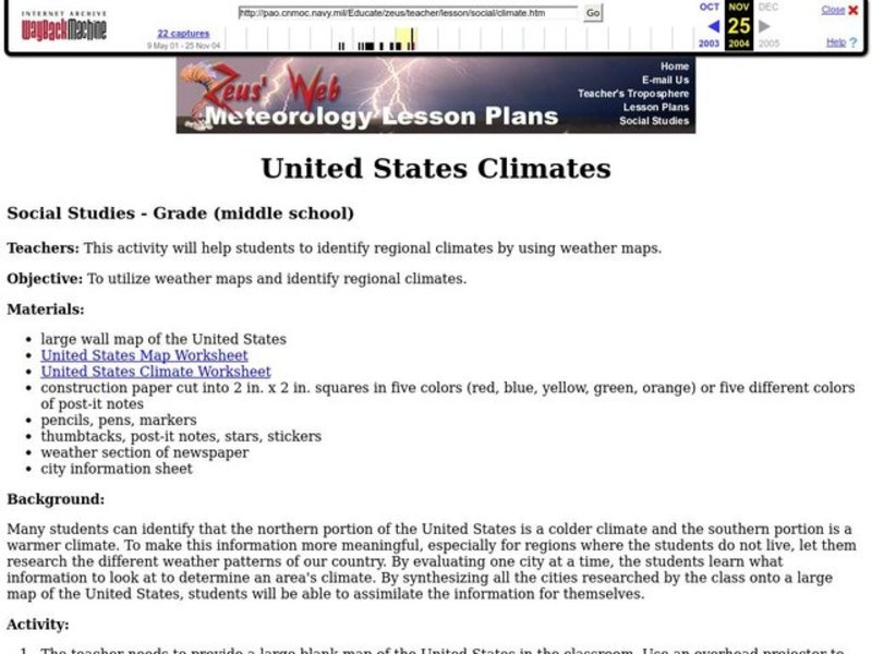 United States Climates Lesson Plan