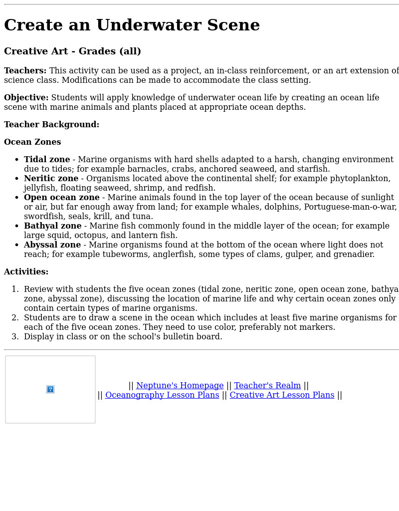 Create an Underwater Scene Lesson Plan